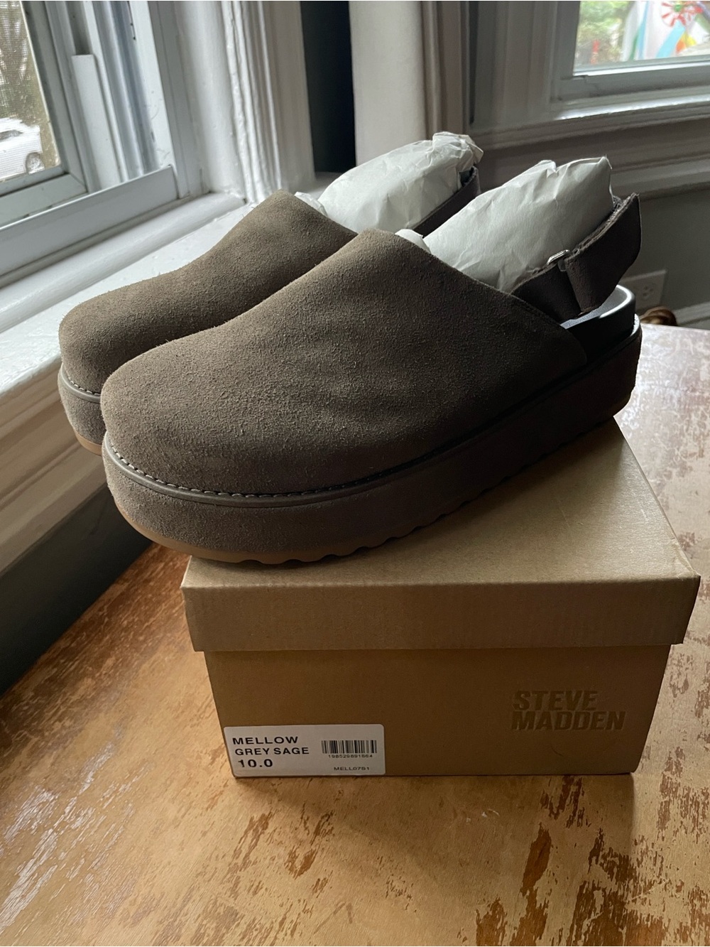 Suede Platform Slingback Clog - Brown